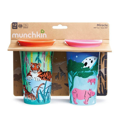 Munchkin| Miracle 360 Sippy Rhino & Tiger 266ml - 2 Pack | Earthlets.com |  | feeding cups & beakers