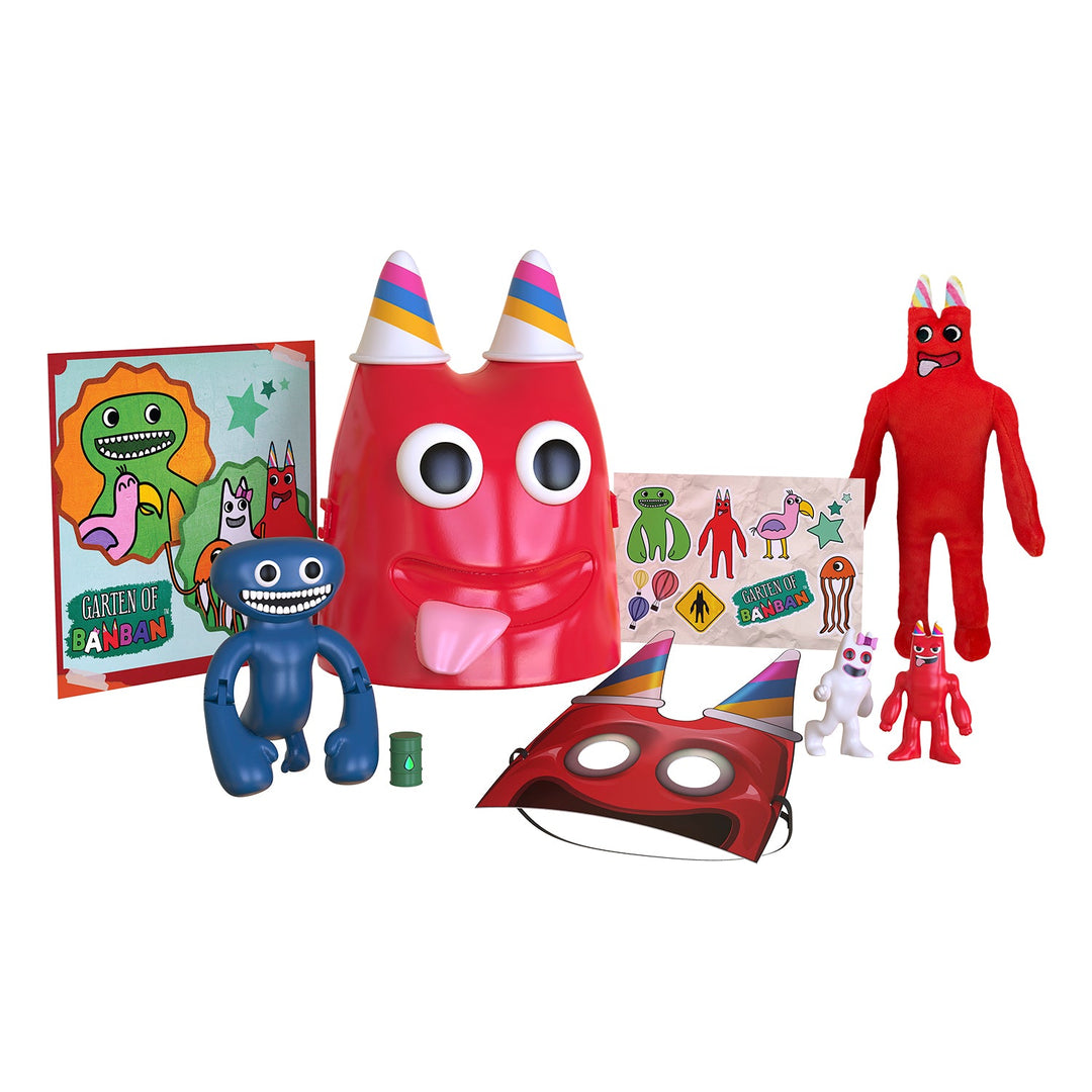 Garten Of Banban Ultimate Banban Head Bundle with storage container, action figure, minifigures, cosplay item, sticker sheet, poster, plush.