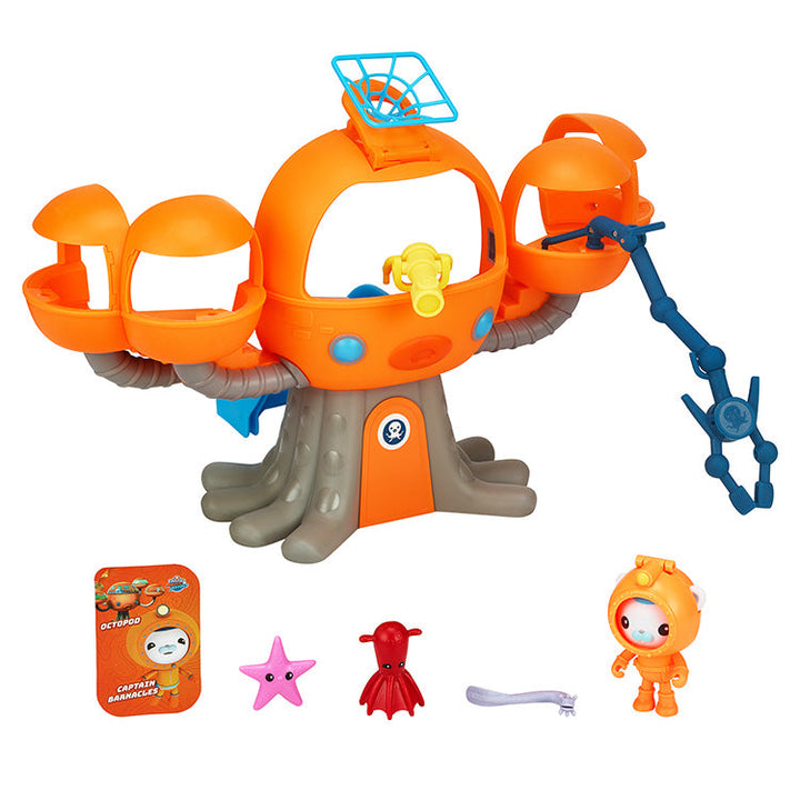 Octonauts Series 1 Octopod Playset with Octocrew figures, net launcher, claw, and spyglass accessory for adventure play.