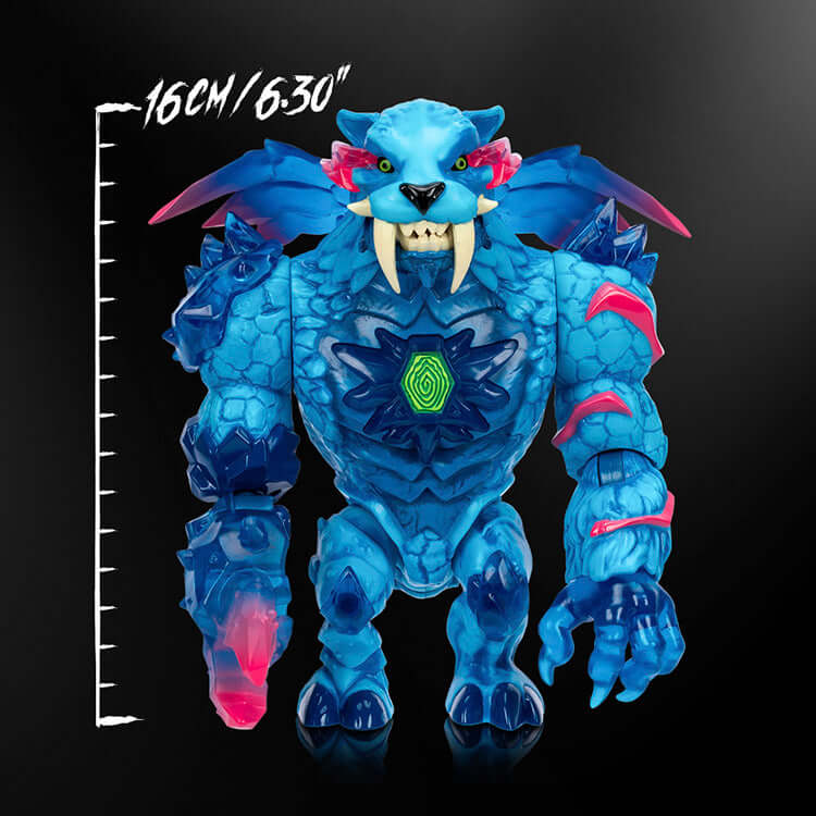 MrBeast Lab Panther Collector Figure in blue, 6.30" tall, showcasing strength and agility in a detailed design on black background.