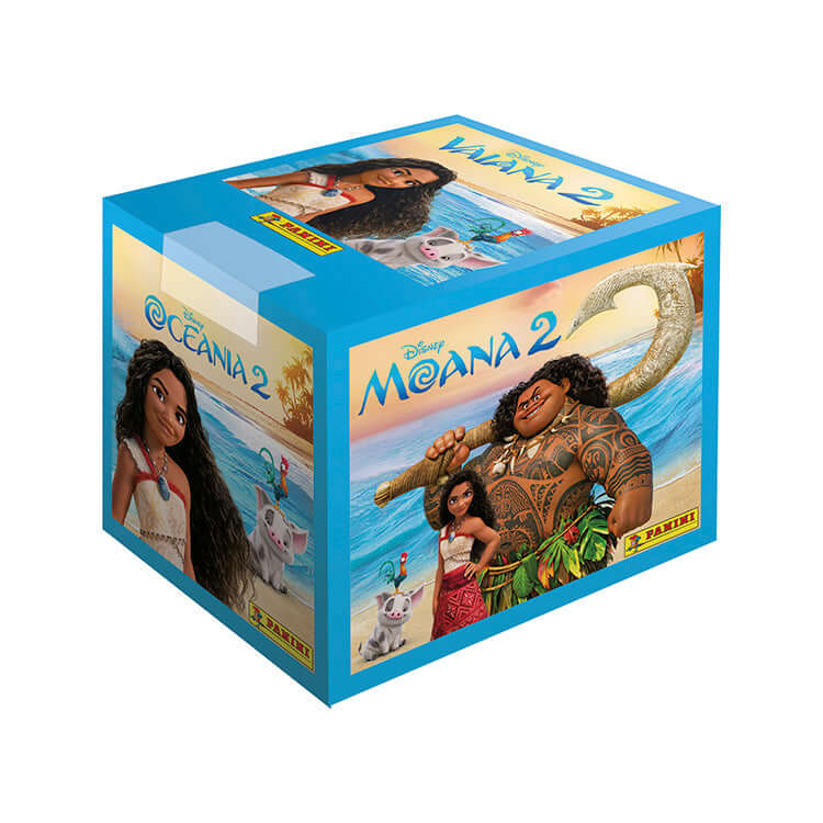 Disney Moana 2 Sticker Collection box featuring Moana, Maui, and Pua in vibrant colors and fun designs.