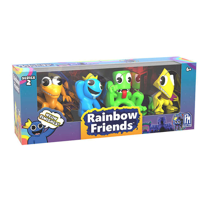 Rainbow Friends Series 2 Collector Figure 4-Pack with Neon Finish in packaging, featuring Blue, Green, Orange, and Yellow characters.