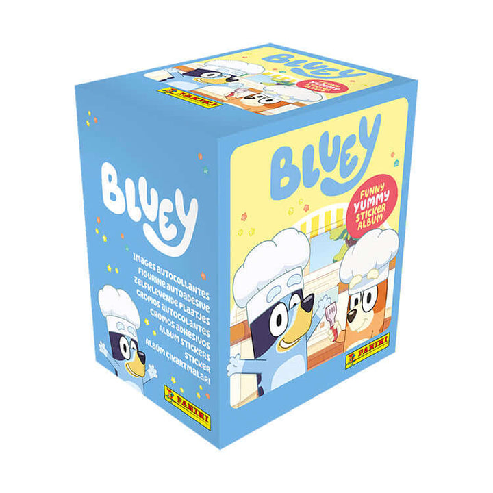 Bluey Funny Yummy Sticker Collection box featuring colorful designs and characters from the series.