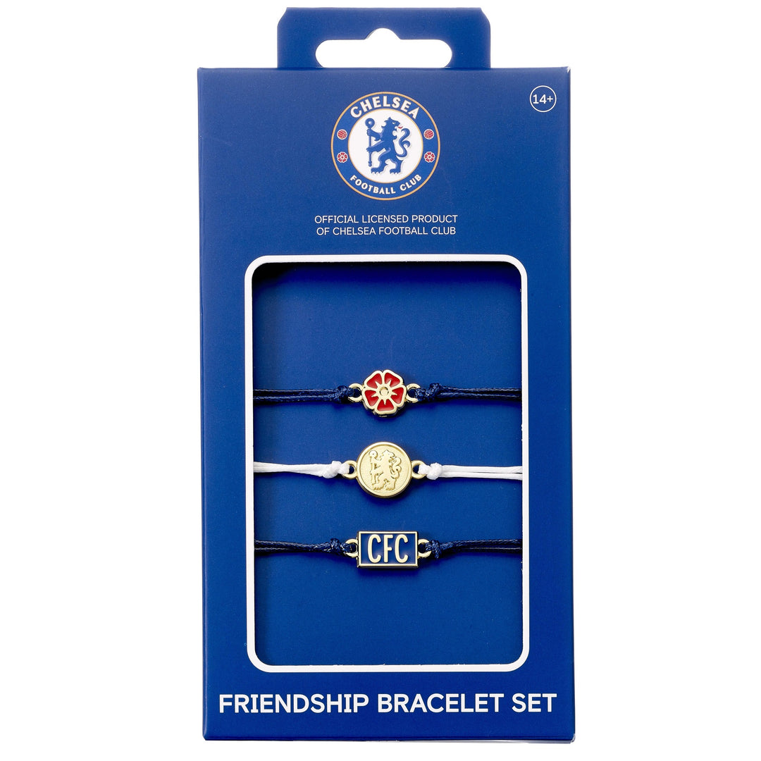 Chelsea Football Club friendship bracelets set featuring iconic symbols and adjustable cord design.
