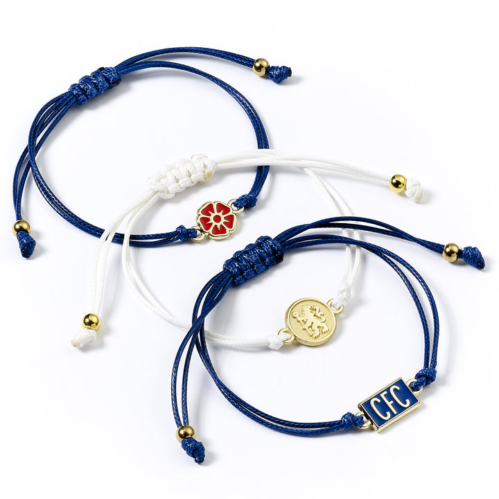Chelsea Football Club friendship bracelets set featuring adjustable cords and iconic team charms.