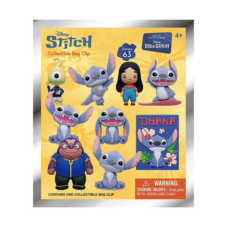 Lilo & Stitch Movie 3D Collectable Keychains featuring characters on a colorful display card.