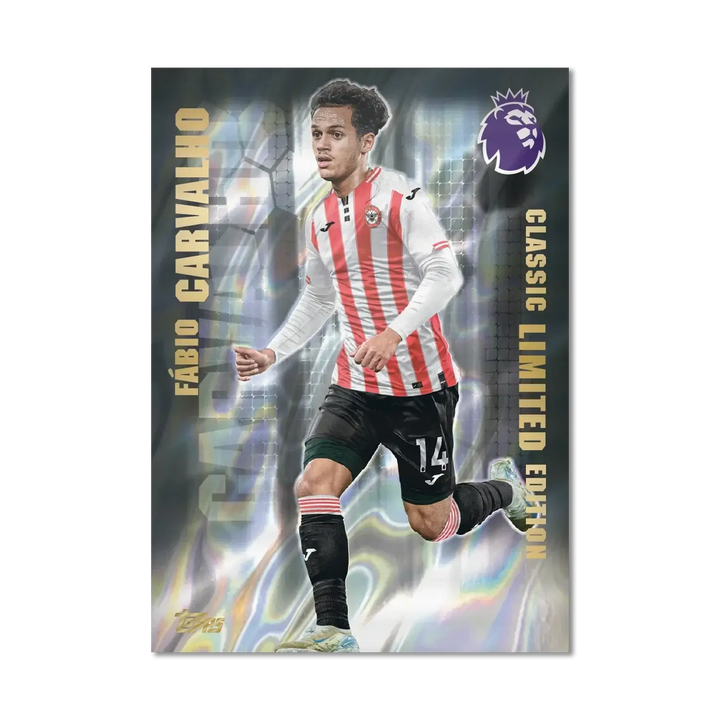 Fabio Carvalho Topps Premier League Classic Limited Edition trading card featuring player in action.