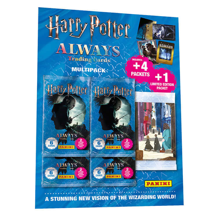 Harry Potter Always Trading Card Collection multipack featuring 4 packets and a limited edition packet from Panini.