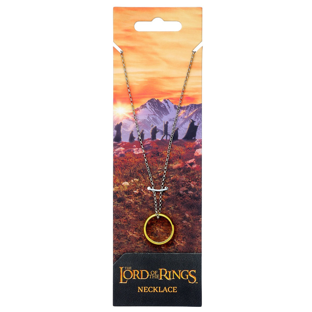 The Lord of the Rings necklace featuring the One Ring on a chain, inspired by Middle-earth.