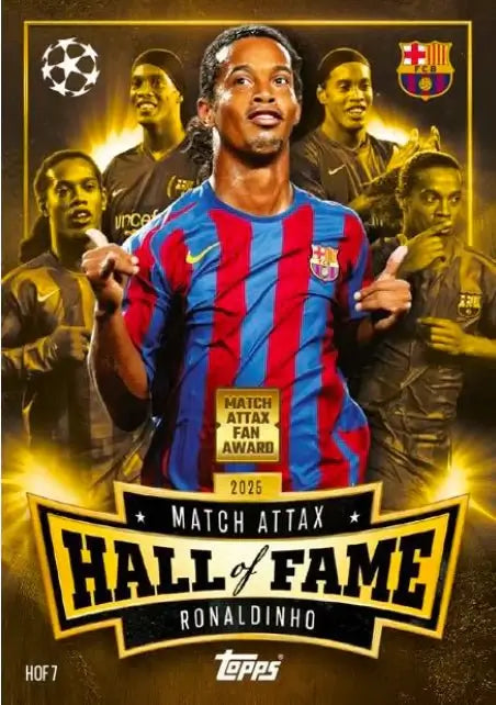 Match Attax 25/26 - Pack of 32 Packets featuring Ronaldinho in Hall of Fame design by Topps.