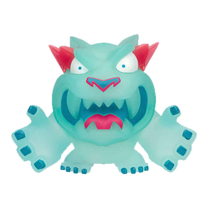 Mr Beast Lab Vinyl Figure Glow Panther in a vibrant turquoise design with pink accents, perfect for collectors.