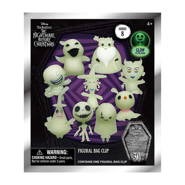 Nightmare Before Christmas Series 8 3D Collectable Keychain featuring glow-in-the-dark characters.