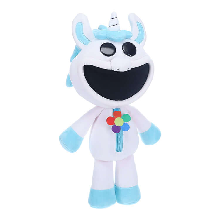 12" CraftyCorn Deluxe Plush from Poppy Playtime, smiling unicorn character with colorful flower design.