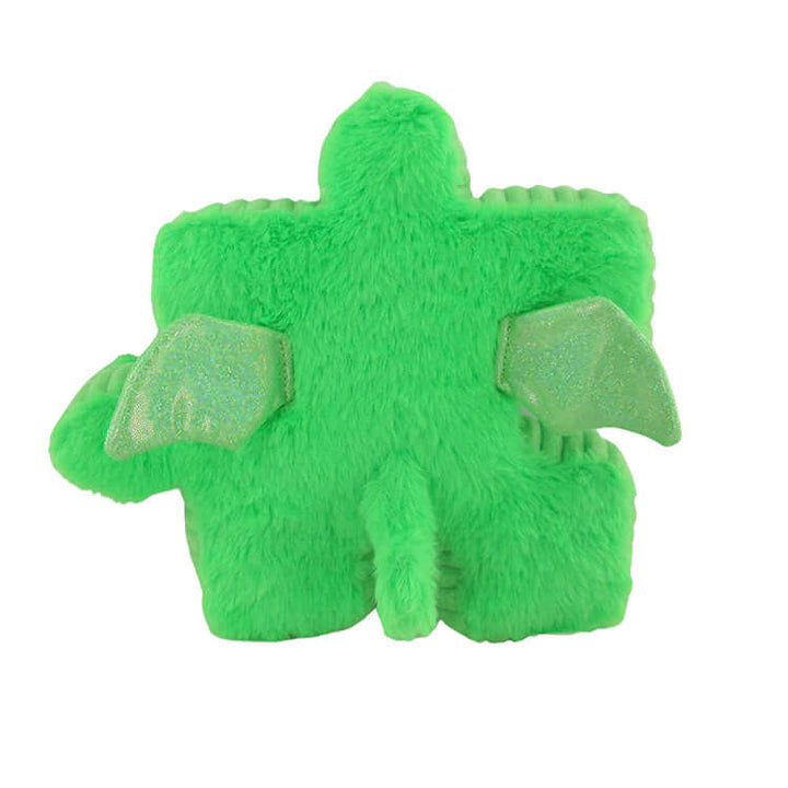 Squishy Pluzzles Fantasy 10" Plush Assortment - Back view of green plush with wings and soft texture.