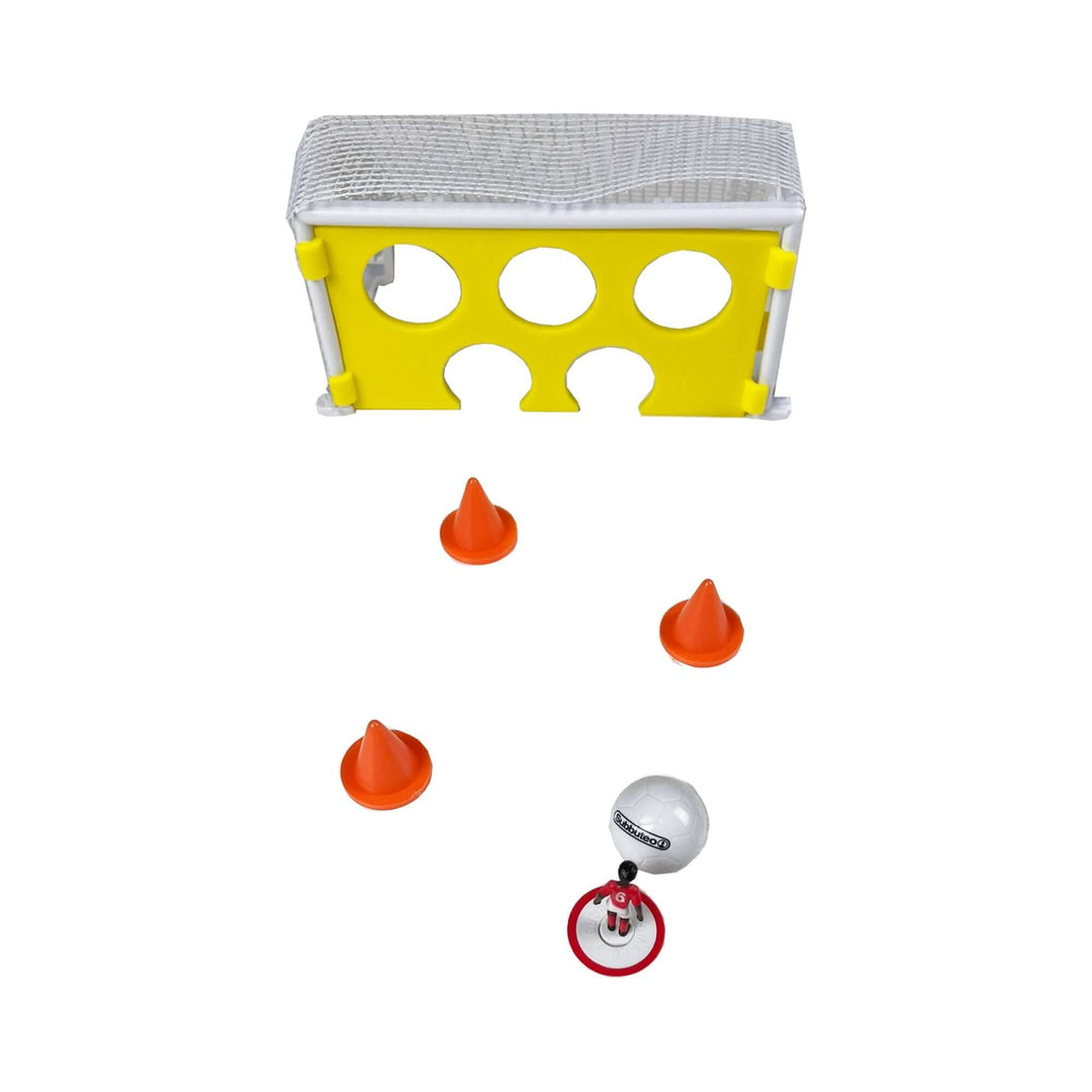 Subbuteo Training Set featuring goal target, orange cones, and player figure for skill refinement.