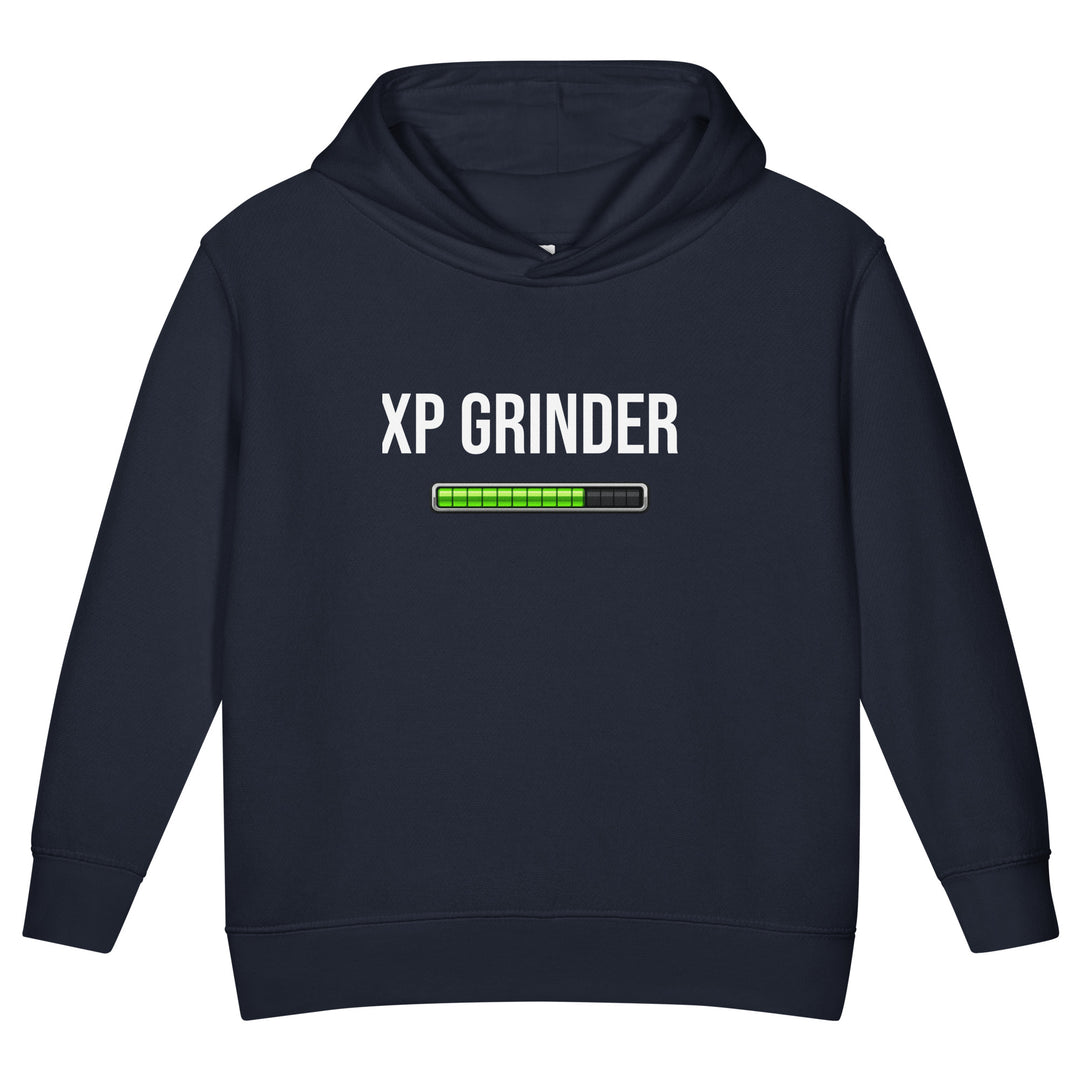XP Grinder Toddler fleece pullover hoodie featuring a progress bar design for playful style and comfort.