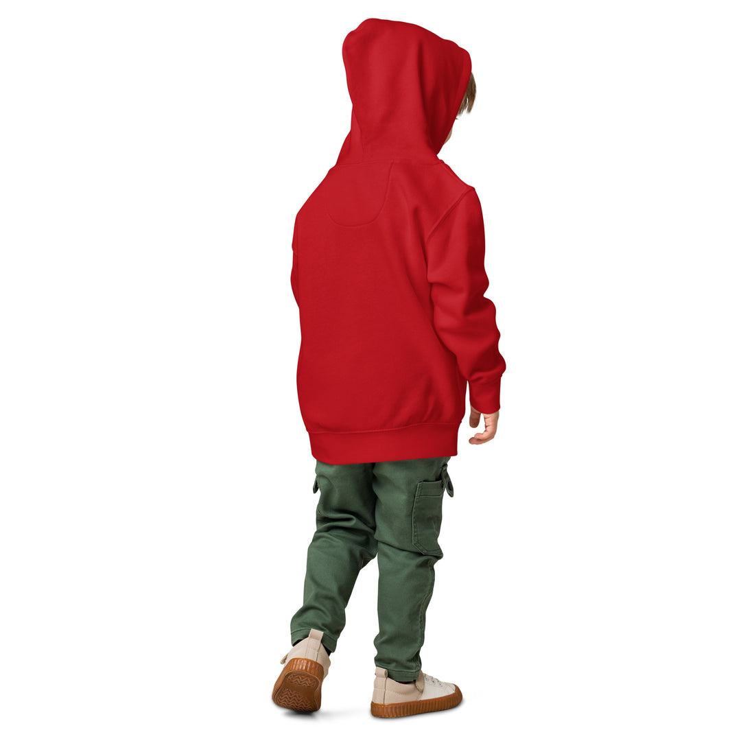 Child wearing Oddy Pro Toddler fleece pullover hoodie in red, showcasing a relaxed fit for comfort.