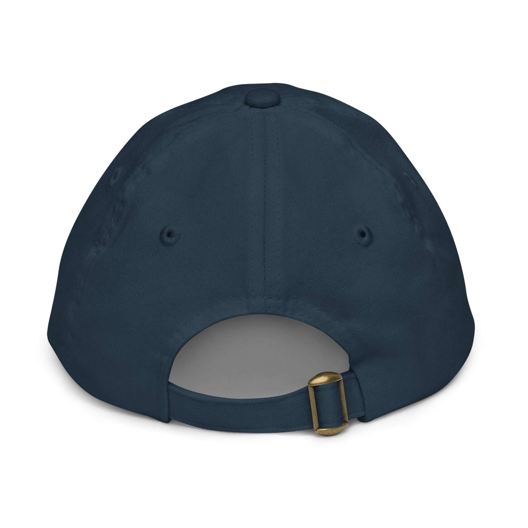 Back view of XP Grinder Youth baseball cap showing adjustable strap and eyelets for breathability.