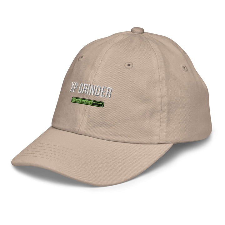XP Grinder Youth baseball cap in beige with embroidered logo for stylish sun protection during baseball activities.