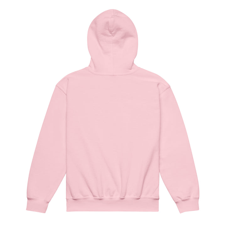Back view of the Oddy Pro Youth heavy blend hoodie in pink, showcasing the soft fabric and durable design.