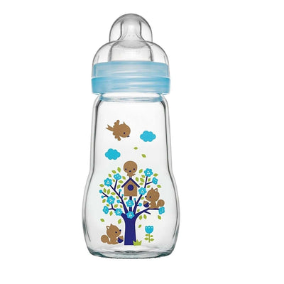Feel Good Glass Baby Bottle Blue - 260ml | Earthlets.com