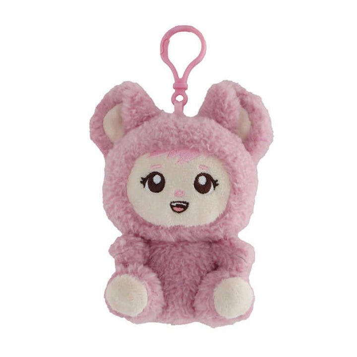 Zuzu &amp; Friendz collectible plush keychain in pink with bunny ears, perfect for collectors and cute accessory lovers.