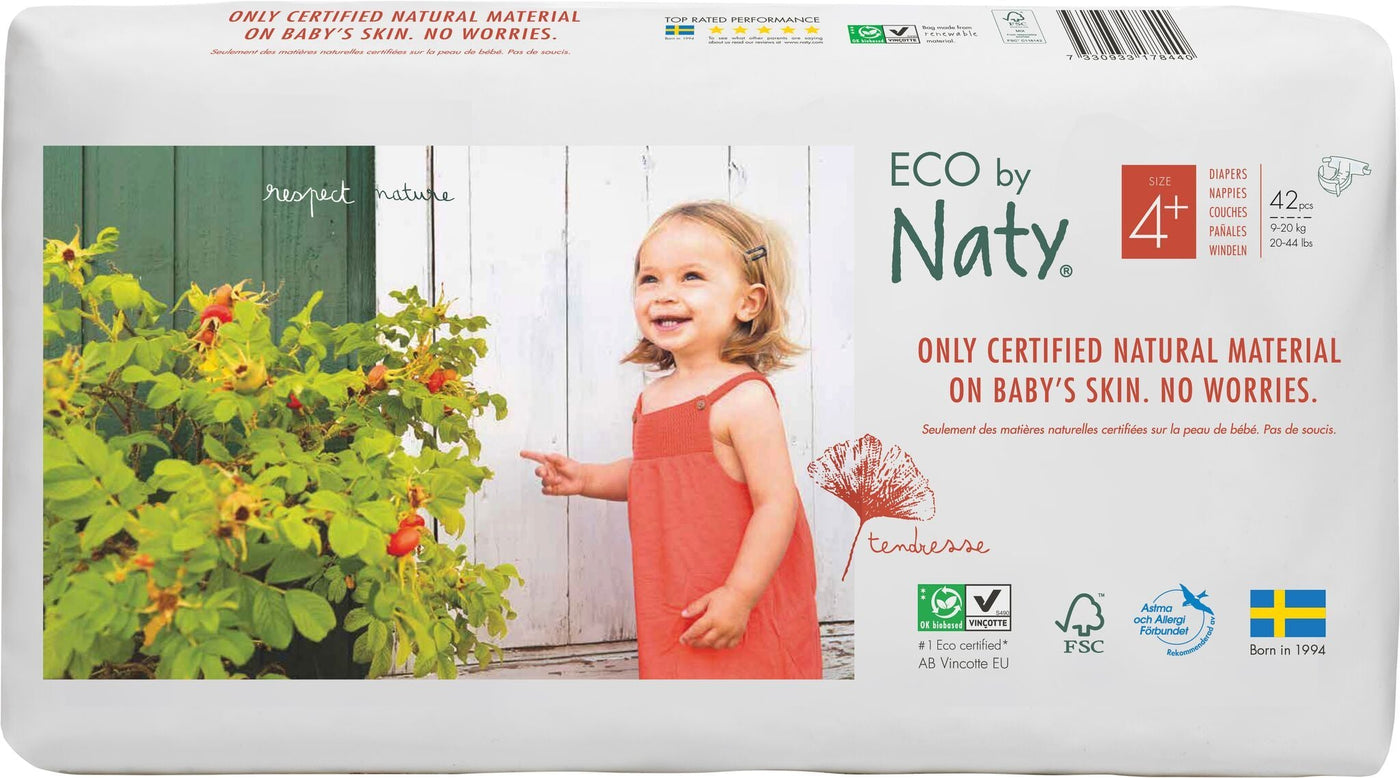 Naty| Size 4+ Eco Nappies - 42 pack | Earthlets.com |  | disposable nappies size 4 plus