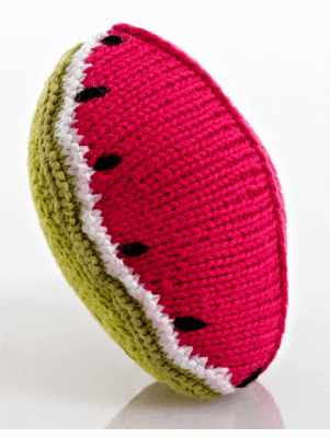 Pebble Soft Handmade baby Rattle Colour: Watermelon play soft toys & rattles Earthlets