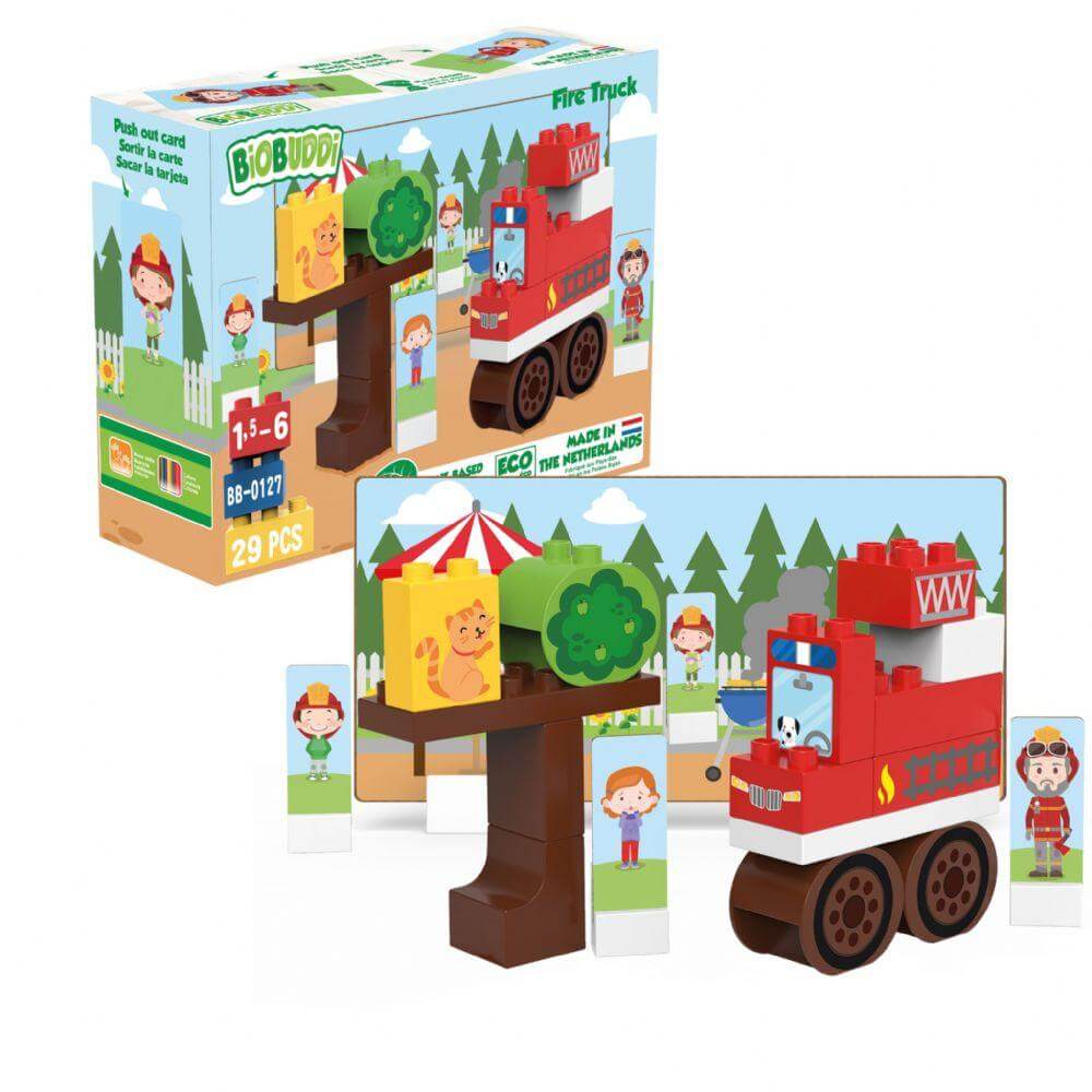 BioBuddi Environmentally Friendly Building blocks Fire Truck age 1.5 to 6 years play educational toys Earthlets